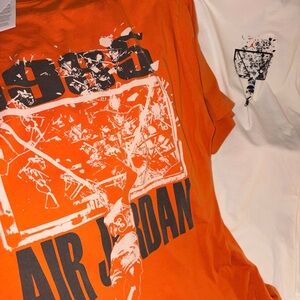 Jordan Orange and White Graphic T-Shirts - Shattered Backboard
